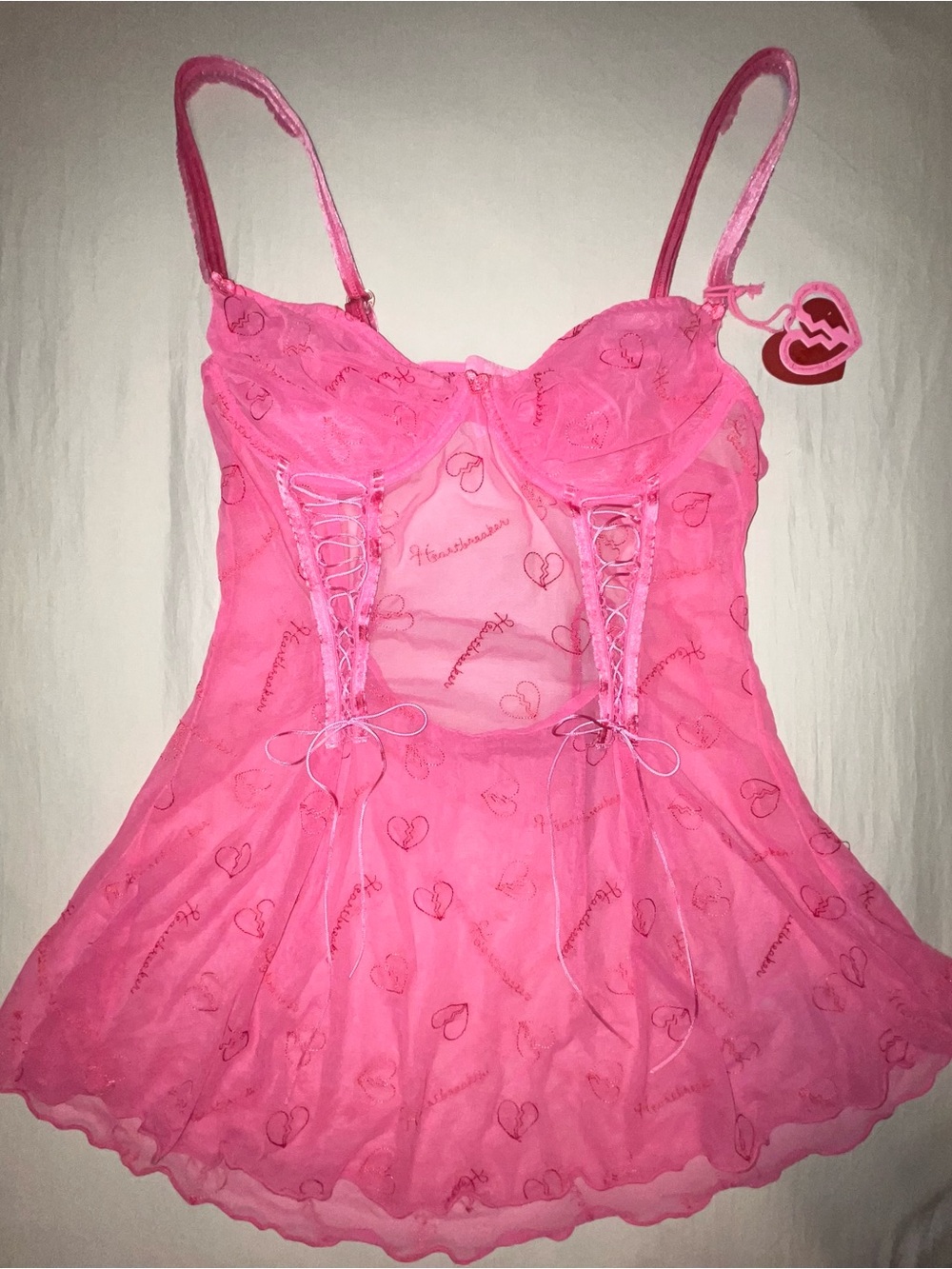 NWT Voight 🍒 Bettina Pink Lingerie Slip Dress w/ Cutout - Size Medium